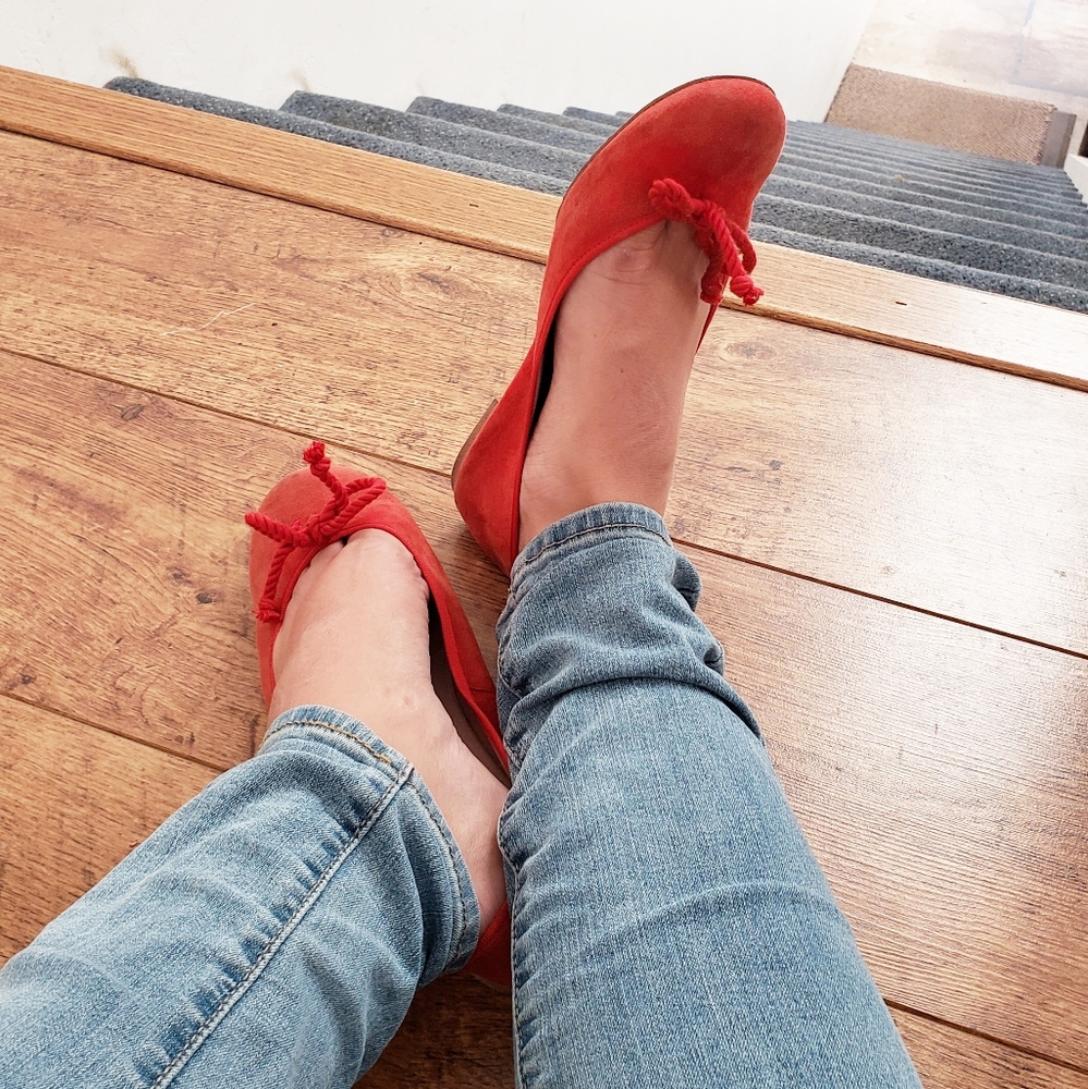 PRETTY Ballerinas Suede Red Flats Size 9 1/2